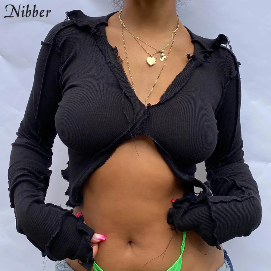 Кроп топ Nibber женский в стиле пэчворк пикантная Сетчатая футболка с длинным