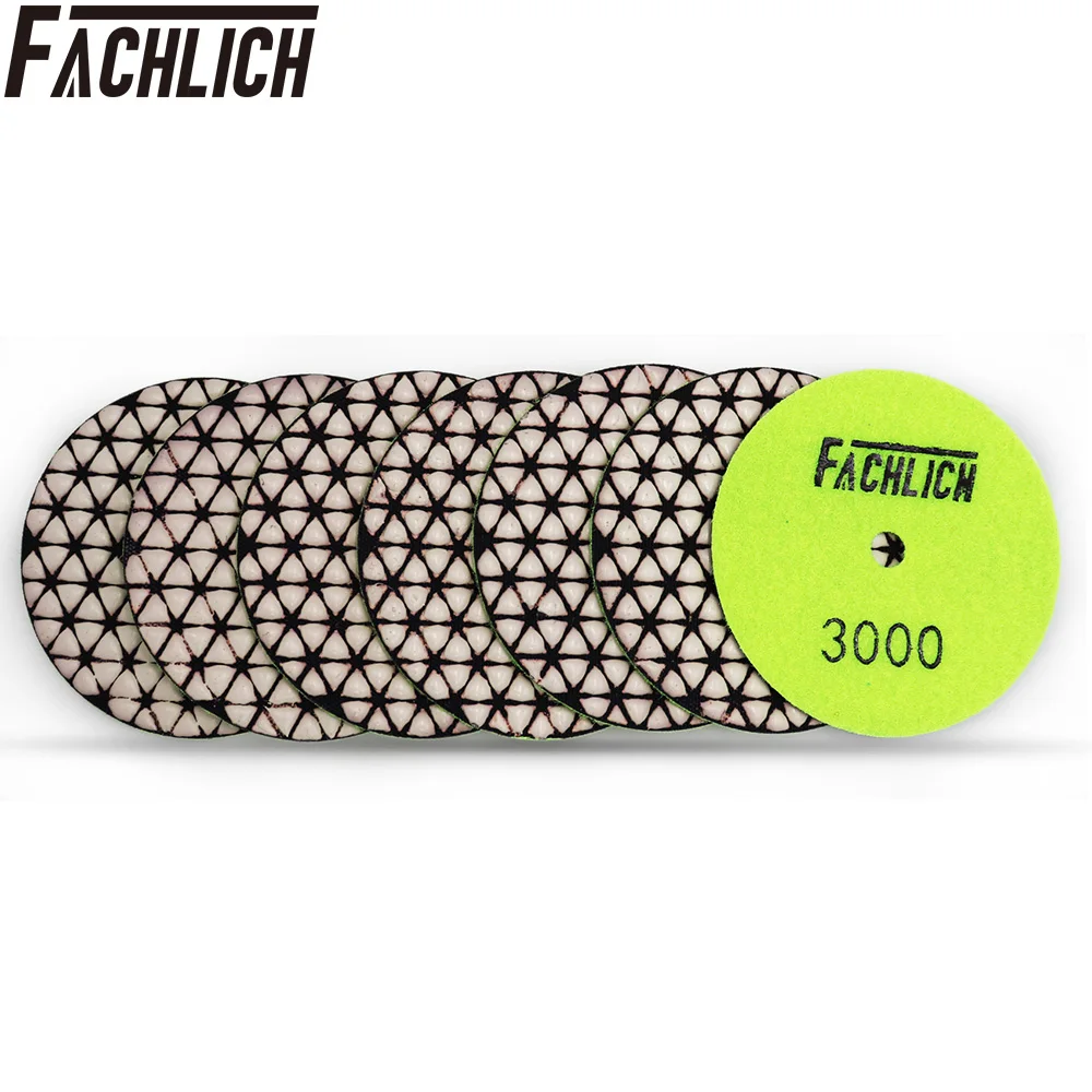 FACHLICH 7pcs Diameter 4"/100mm Dry Diamond Polishing Pads For Granite and Marble Resin Bond Sanding Grinding Disc Grit 3000
FACHLICH 7pcs Diameter 4"/100mm Dry Diamond Polishing Pads For Granite and Marble Resin Bond Sanding Grinding Disc Grit 3000