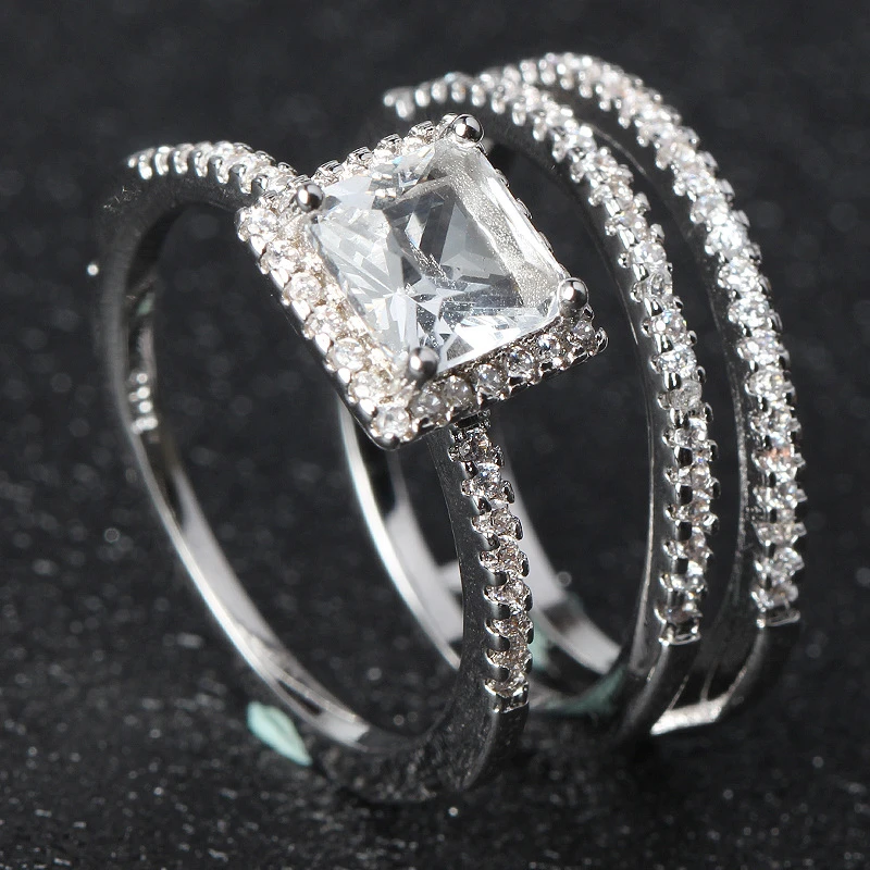 925 Silver Color White Diamond Rings Set for Women Fashion Wedding Bizuteria 925 Square Topaz Rings Fine Jewelry Gemstones
925 Silver Color White Diamond Rings Set for Women Fashion Wedding Bizuteria 925 Square Topaz Rings Fine Jewelry Gemstones