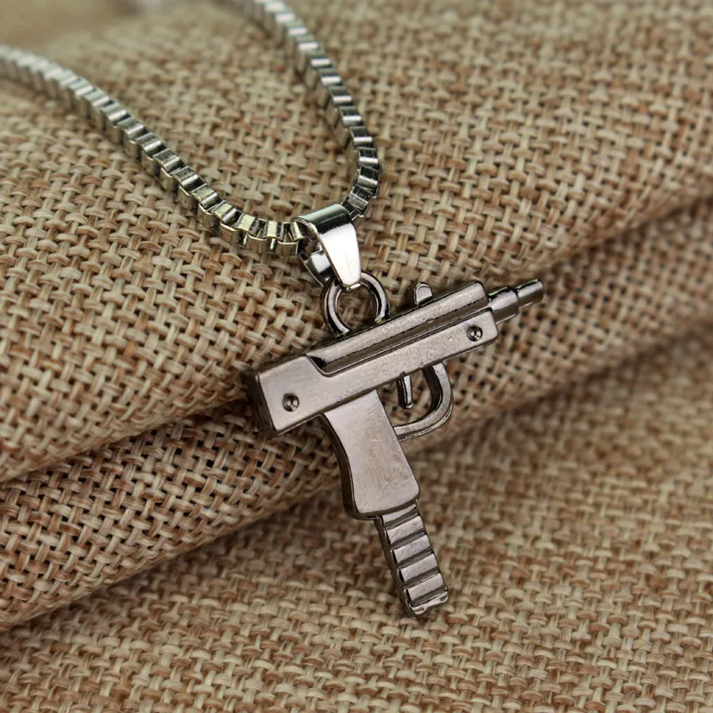 New Cool Gothic Hip Hop UZI Kolye GUN Shape Pendant Necklace Gold/Black Silver Color Army Style Male Chain Men Necklaces Jewelry
New Cool Gothic Hip Hop UZI Kolye GUN Shape Pendant Necklace Gold/Black Silver Color Army Style Male Chain Men Necklaces Jewelry
