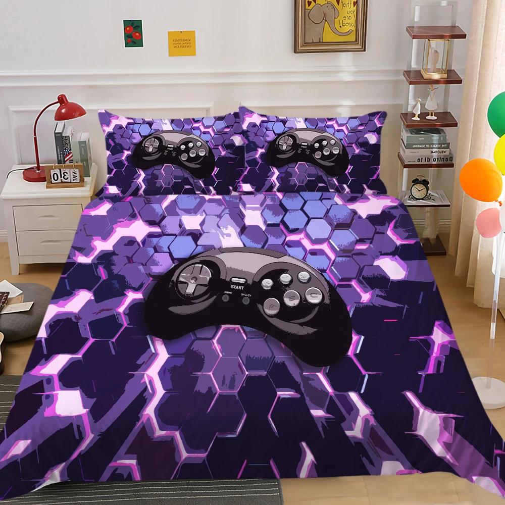 

Gamer Gamepad Game Bedding Set Boys Men Teens Bedroom Decor Gift Duvet Comforter Cover 2/3 Pieces Bedspread with Pillowcases