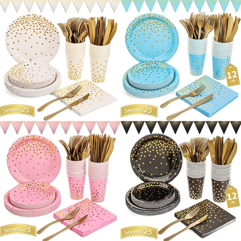 150pcs Disposable Dinnerware Set Tableware Party Supplies 25 Guests Dinner Plate 
150pcs Disposable Dinnerware Set Tableware Party Supplies 25 Guests Dinner Plate