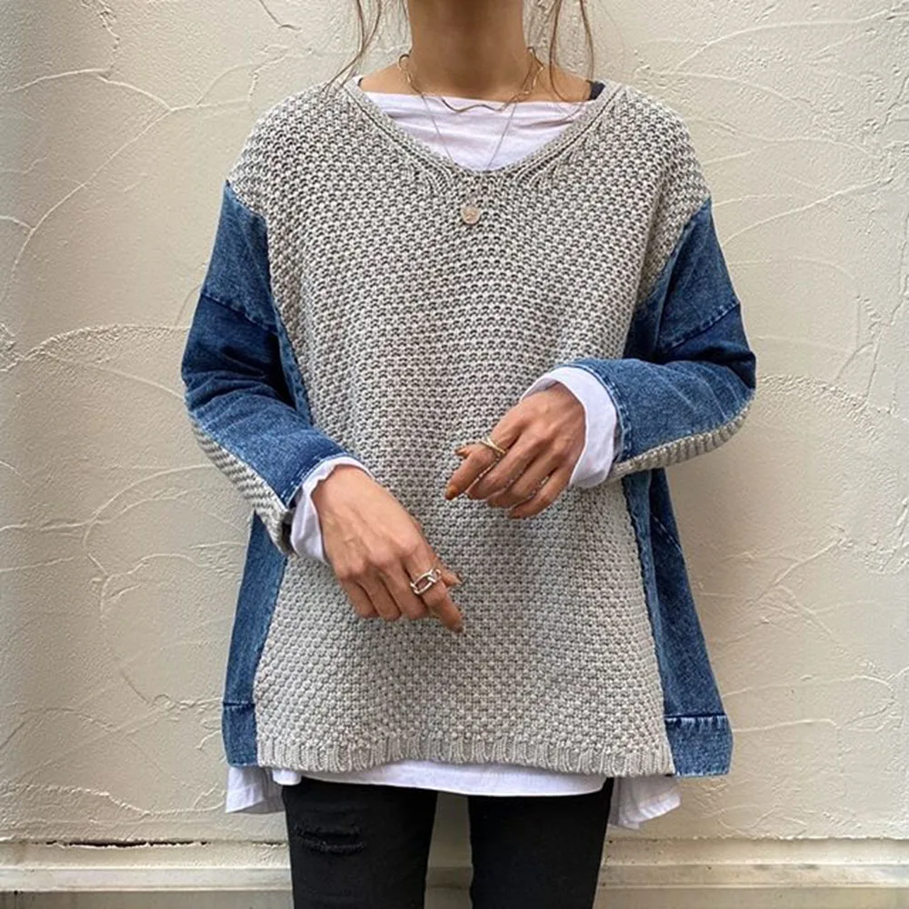 Chic Pacthwork Sweater Women Winter Knitwear 2021 Women's Jumper Loose Oversize V Neck Long Sleeve Female Jersey Knitted Top
Chic Pacthwork Sweater Women Winter Knitwear 2021 Women's Jumper Loose Oversize V Neck Long Sleeve Female Jersey Knitted Top