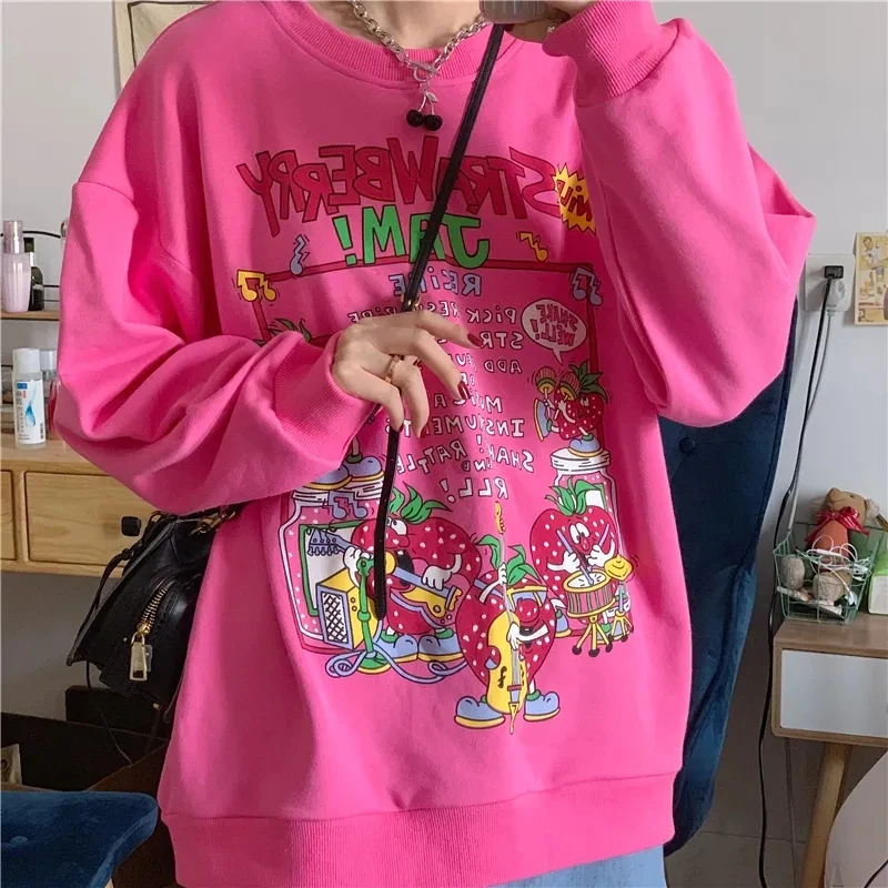 2021 autumn Korean version girl kawaii sweet loose retro plus velvet top of the strawberry band printed sweater women vintage
2021 autumn Korean version girl kawaii sweet loose retro plus velvet top of the strawberry band printed sweater women vintage