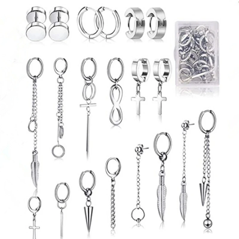 20 Pcs Stainless Steel Huggie Hinged Hoop Earrings Kpop Korean Hoop Dangle Earrings Kit for Women Men Fashion Jewerly 
20 Pcs Stainless Steel Huggie Hinged Hoop Earrings Kpop Korean Hoop Dangle Earrings Kit for Women Men Fashion Jewerly