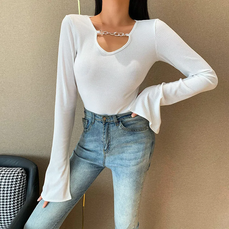 DiiWii Women solid color V-neck pullover top temperament commutation slim long sleeve T shirt autumn/winter 2021 new
DiiWii Women solid color V-neck pullover top temperament commutation slim long sleeve T shirt autumn/winter 2021 new