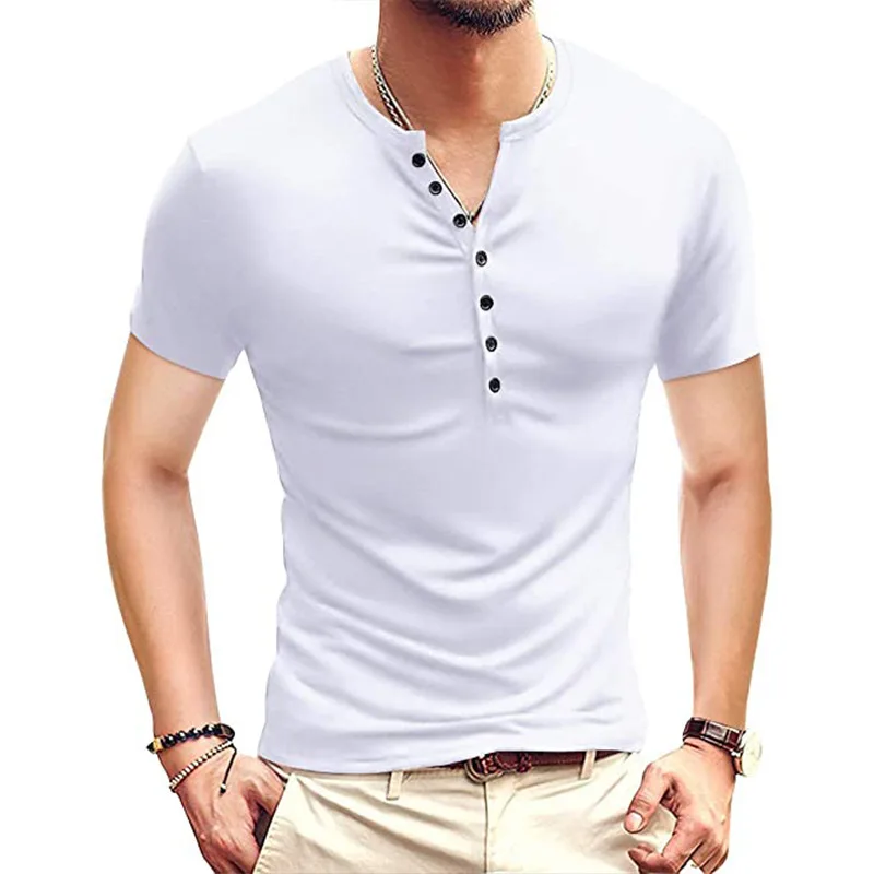 Summer Men's Short-sleeved Shirt Bottoming Shirt Henry Collar Slim T-shirt Top US SIZE
Summer Men's Short-sleeved Shirt Bottoming Shirt Henry Collar Slim T-shirt Top US SIZE