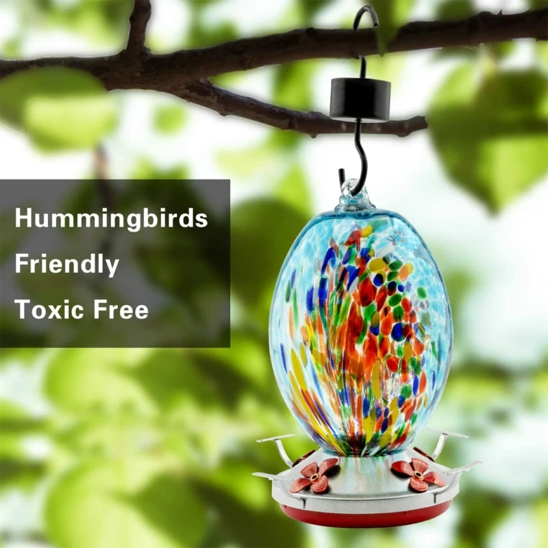 Hummingbird Feeder for Outdoors - Hand Blown Glass -Colorful Hummingbird Feeder,
Hummingbird Feeder for Outdoors - Hand Blown Glass -Colorful Hummingbird Feeder,