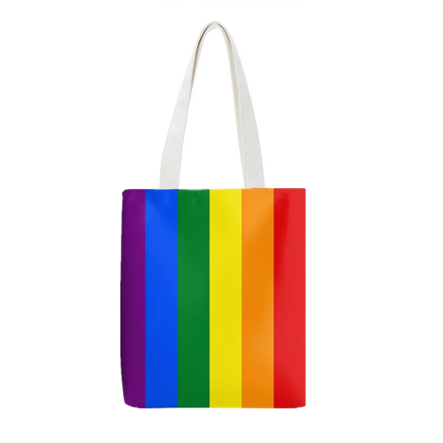 NEW Shopper Pride rainbow flag Printed Tote Bag women Harajuku Girl Shoulder shopping bag Lady Canvas Bag for LGBT Lesbian
NEW Shopper Pride rainbow flag Printed Tote Bag women Harajuku Girl Shoulder shopping bag Lady Canvas Bag for LGBT Lesbian