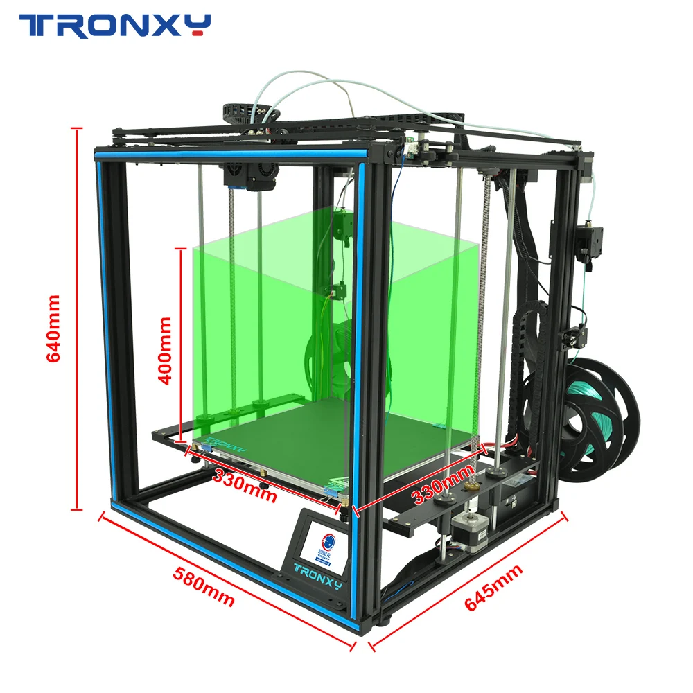 X5SA 2E 3D принтер двойной экструдер 330*330*400 мм Tronxy двухцветная головка Drucker DIY 2 в 1