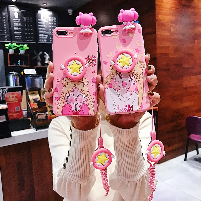 Cute 3D Cartoon Moon Stars Lanyard Bracket Phone Case for iPhone 12 11 Pro Max 6 7 8 Plus XS XR Cases Anime Soft silicon Cover
Cute 3D Cartoon Moon Stars Lanyard Bracket Phone Case for iPhone 12 11 Pro Max 6 7 8 Plus XS XR Cases Anime Soft silicon Cover
