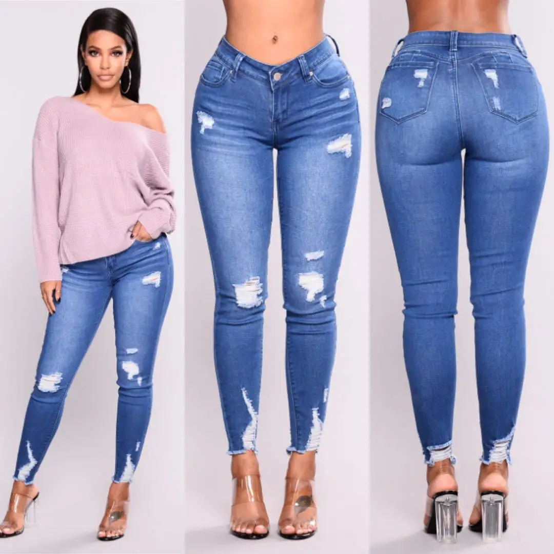 Mandylandy Jeans Women's Casual Stretch Ripped Slim Denim Pencil Pants Spring and Autumn High Waist Button Solid Color Jeans
Mandylandy Jeans Women's Casual Stretch Ripped Slim Denim Pencil Pants Spring and Autumn High Waist Button Solid Color Jeans