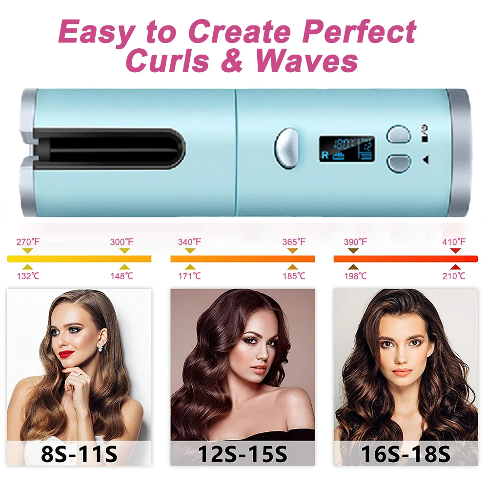 Wireless Hair Curling Iron Automatic Hair Curler Waver Iron Curling Wand Air Curler USB Cordless Hair Waver Tongs Beach Waves
Wireless Hair Curling Iron Automatic Hair Curler Waver Iron Curling Wand Air Curler USB Cordless Hair Waver Tongs Beach Waves