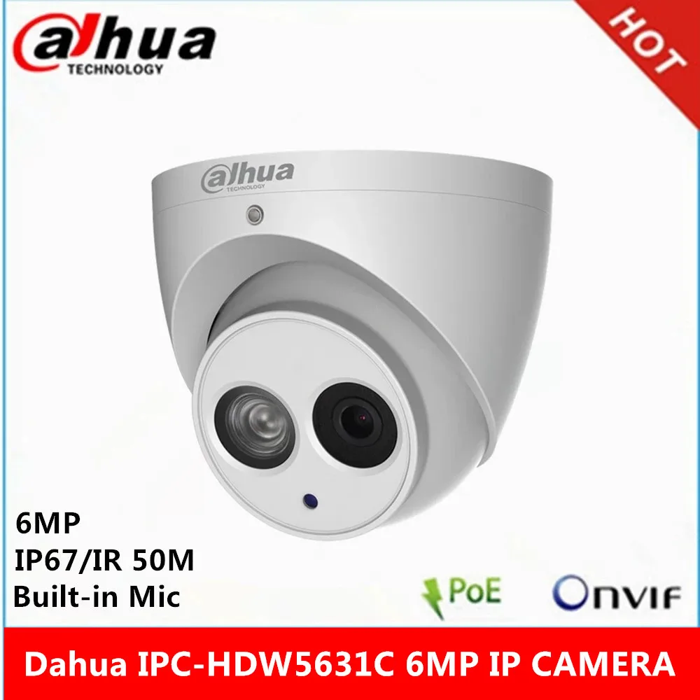 Dahua IPC-HDW5631C metal shell 6MP Built-in MIC POE IR 50m IP67 IK10 ip camera replace IPC-HDW4631C-A CCTV | Безопасность и защита
