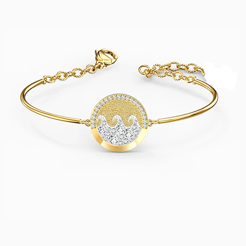 Fashion Jewelry SWA New SHINE WAVE Bracelet Marine Coin Shape Wave Pattern Crystal Gold Chain Women Luxury Jewelry Gift 
Fashion Jewelry SWA New SHINE WAVE Bracelet Marine Coin Shape Wave Pattern Crystal Gold Chain Women Luxury Jewelry Gift