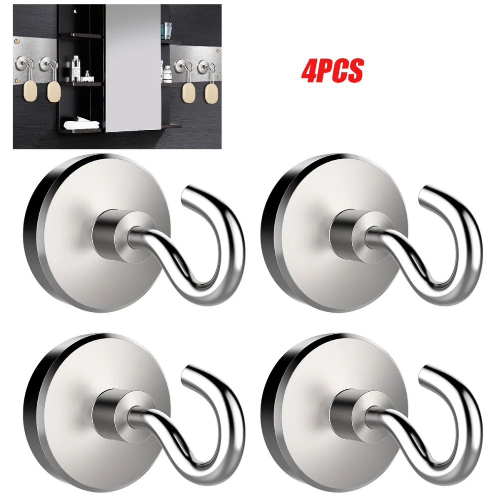 WINOMO 4pcs Strong 40LB Magnetic Hooks Heavy Duty Neodymium Hanging Hook Set for Refrigerator / Other Magnetic Surfaces 
WINOMO 4pcs Strong 40LB Magnetic Hooks Heavy Duty Neodymium Hanging Hook Set for Refrigerator / Other Magnetic Surfaces