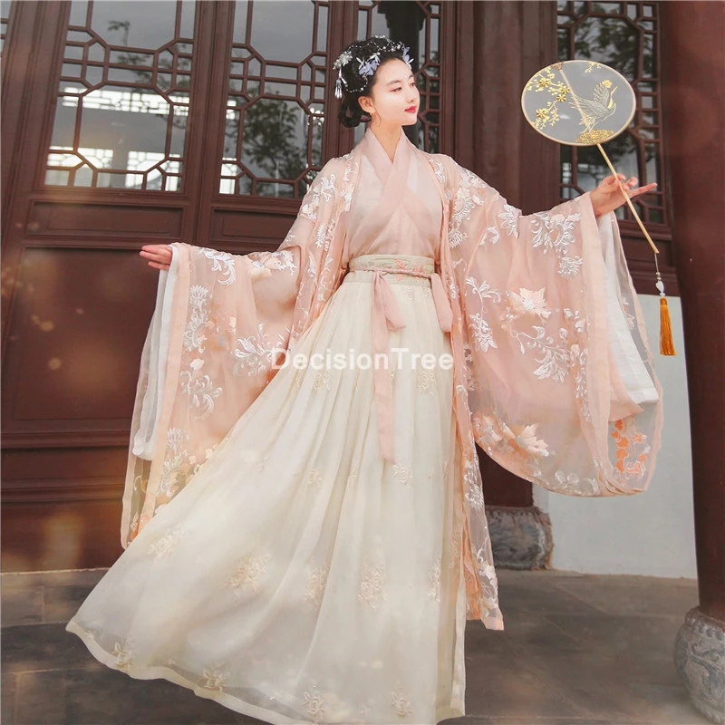 

Традиционный китайский костюм феи 2021, женская одежда ханьфу, одежда для восточных народных танцев, женское платье принцессы династии Хань, ...