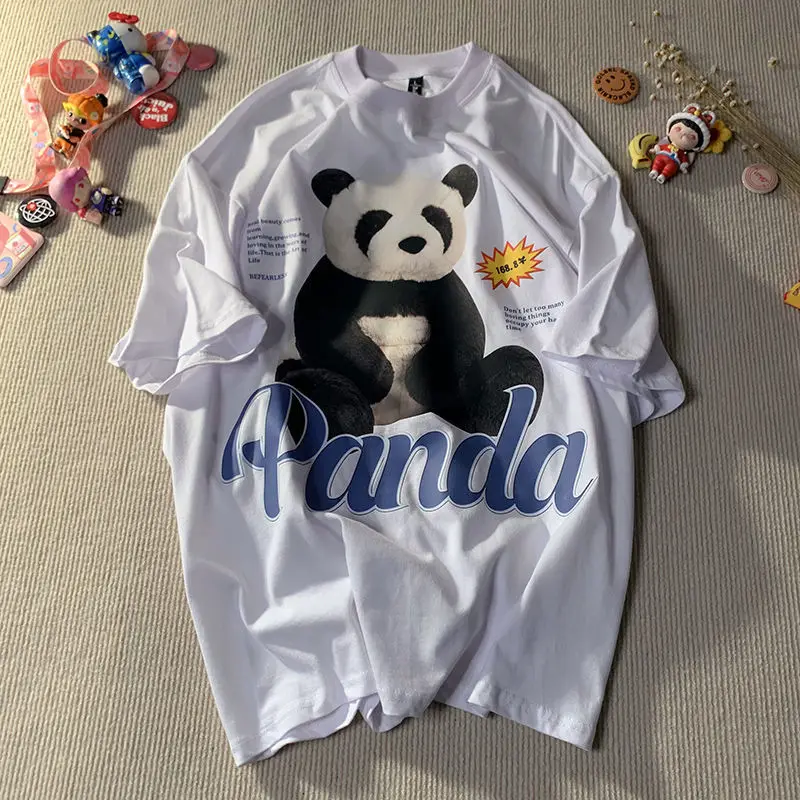 Cotton Summer Cute Little Panda Print Short-sleeved T-shirt for Men and Women Loose Bf Couple Half-sleeved Top
Cotton Summer Cute Little Panda Print Short-sleeved T-shirt for Men and Women Loose Bf Couple Half-sleeved Top