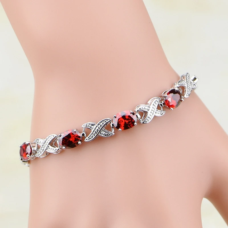 925 Sterling Silver Jewelry Red Zircon White CZ Chain&Link Bracelet Christmas Gifts For Women Free Gifts Box S102
925 Sterling Silver Jewelry Red Zircon White CZ Chain&Link Bracelet Christmas Gifts For Women Free Gifts Box S102