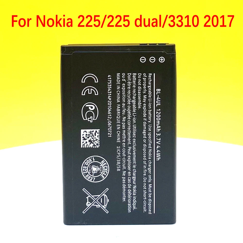 

100% New BL-4UL 1200mAh Battery For Nokia Asha 225 225 dual/3310 2017 RM-1011 1012 1126 1172 TA-1030 +Tracking number