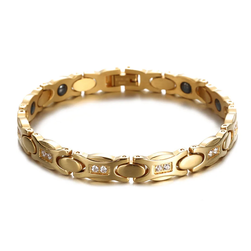 European and American new X-shaped high-end micro inlaid zircon black gallstone Gold Titanium Steel Bracelet energy health hand
European and American new X-shaped high-end micro inlaid zircon black gallstone Gold Titanium Steel Bracelet energy health hand