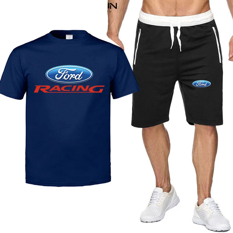 2021 Summer Men's Brand Ford Racing Logo T-Shirt Set 2-Piece Sportswear Sports Fitness Printed Short Sleeve + Shorts Suit
2021 Summer Men's Brand Ford Racing Logo T-Shirt Set 2-Piece Sportswear Sports Fitness Printed Short Sleeve + Shorts Suit