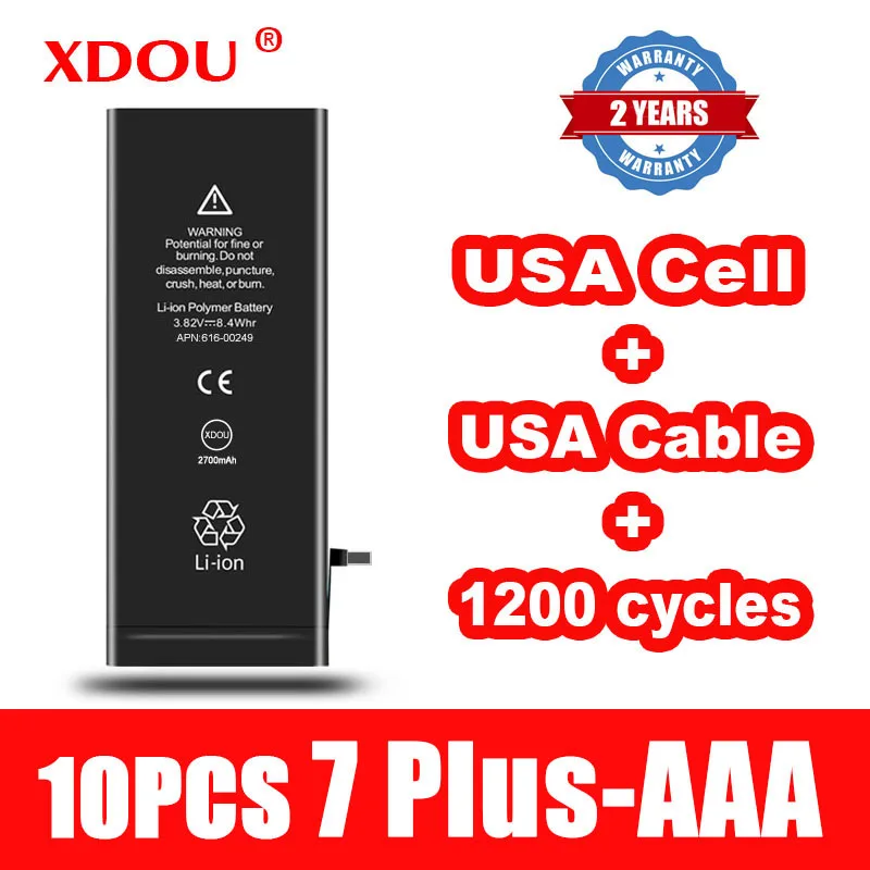 Аккумулятор XDOU для IPhone 7 Plus, 7 Plus, 2900 мАч, 10 шт., сменный, Ремонтный, с кабелем США, 1200 циклов, 2022 AAA
Аккумулятор XDOU для IPhone 7 Plus, 7 Plus, 2900 мАч, 10 шт., сменный, Ремонтный, с кабелем США, 1200 циклов, 2022 AAA