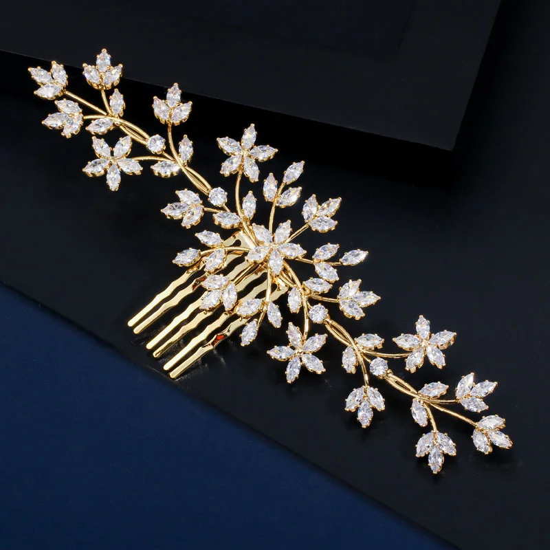 ThreeGraces Gorgeous Cubic Zirconia Gold Color Leaf Flower Wedding Hair Combs Brides Tiaras Headdress Costume Jewelry HA109
ThreeGraces Gorgeous Cubic Zirconia Gold Color Leaf Flower Wedding Hair Combs Brides Tiaras Headdress Costume Jewelry HA109