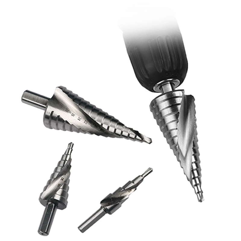 Quick Change HSS Double Spiral Grooved Step Drill Bits 3-Piece Set 15 Step Size W0YF
Quick Change HSS Double Spiral Grooved Step Drill Bits 3-Piece Set 15 Step Size W0YF