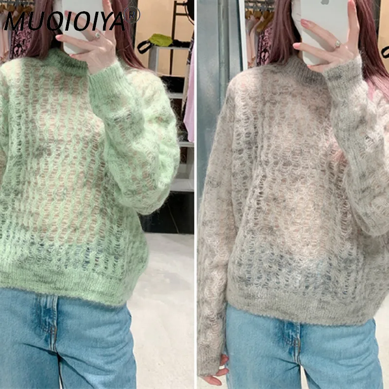 2021 Early Autumn Women Thin Mohair Sweater O-Neck Hollow Out Ladies Long Sleeve Casual Knitted Pullover Top Jumper
2021 Early Autumn Women Thin Mohair Sweater O-Neck Hollow Out Ladies Long Sleeve Casual Knitted Pullover Top Jumper