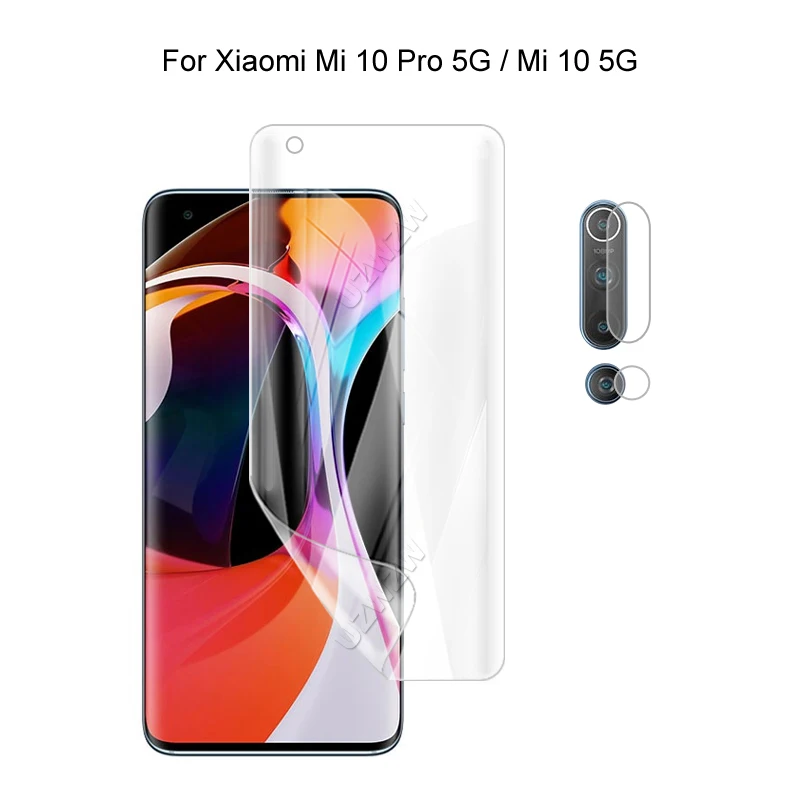 Для Xiaomi Mi 10 / Pro 5G Защита камеры и защитное покрытие для экрана HD гидрогель пленка