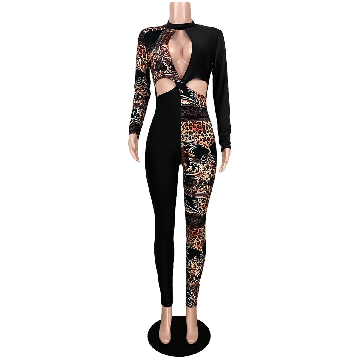 Women Sexy Jumpsuits Leopard Print Patchwork Cross Hollow Out Long Sleeve Bodycon One Piece Outfit Women Club Outfits
Women Sexy Jumpsuits Leopard Print Patchwork Cross Hollow Out Long Sleeve Bodycon One Piece Outfit Women Club Outfits
