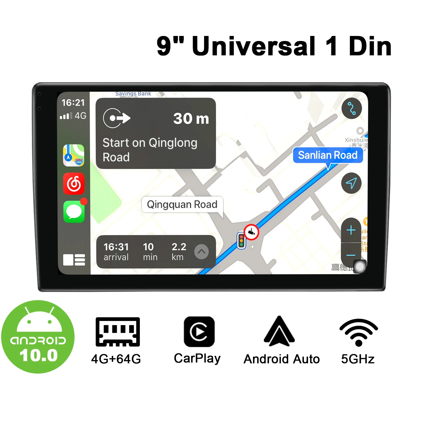 Joying 9 дюймовый однодиновый Универсальный Автомобильный радиомагнитофон Android GPS