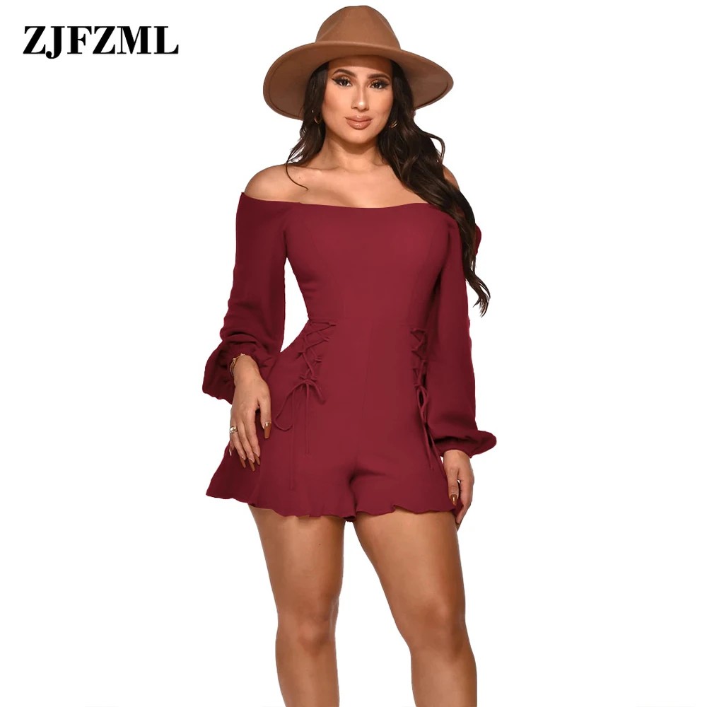 Black White Burgundy Hipster Rompers Womens Bodysuit Slash Neck Lantern Sleeve Short Playsuit Sweet Lace Up Ruffles Hem Jumpsuit
Black White Burgundy Hipster Rompers Womens Bodysuit Slash Neck Lantern Sleeve Short Playsuit Sweet Lace Up Ruffles Hem Jumpsuit