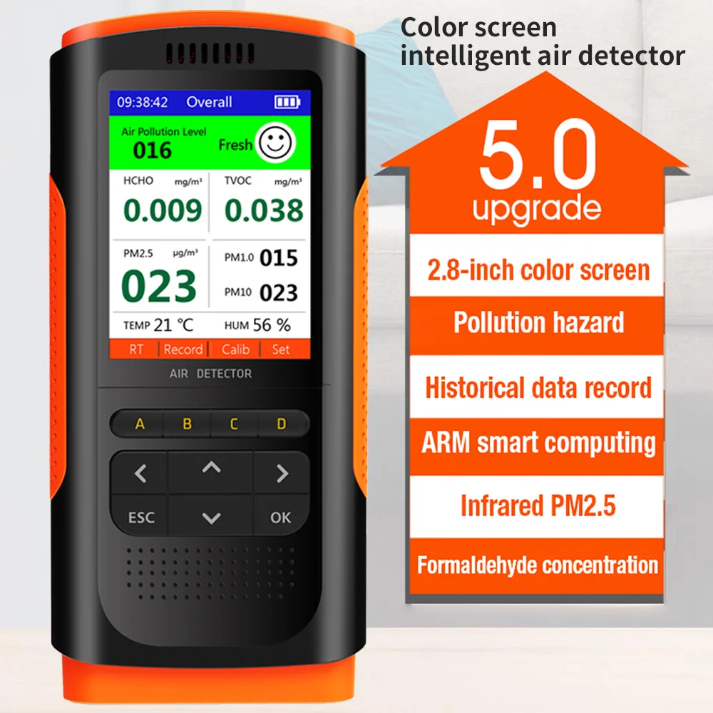 Air Quality Detector PM2.5 PM10 PM1.0 Indoor Portable LCD Air Quality Test formaldehyde Detector Gas Detector PM2.5 HCHO TVOC
Air Quality Detector PM2.5 PM10 PM1.0 Indoor Portable LCD Air Quality Test formaldehyde Detector Gas Detector PM2.5 HCHO TVOC
