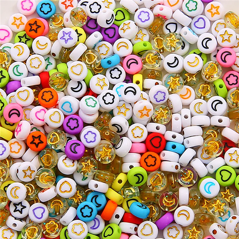 7mm Random Mixed Round Flat Acrylic Flower Star Moon Heart Loose Spacer Beads For Diy Jewelry Making Bracelet Necklace Ear
7mm Random Mixed Round Flat Acrylic Flower Star Moon Heart Loose Spacer Beads For Diy Jewelry Making Bracelet Necklace Ear