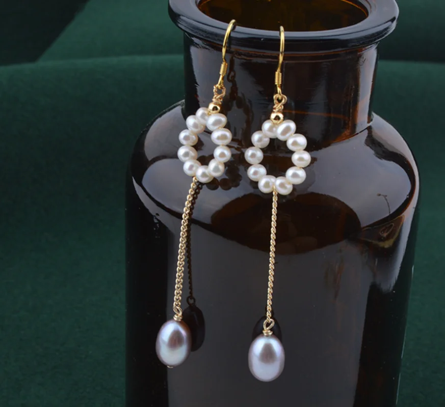 Natural Pearl Earrings Earrings with Long Pearl Circle Earhook and 14K Gold Pearl Earrings Handmade Jewelry for Women Gift
Natural Pearl Earrings Earrings with Long Pearl Circle Earhook and 14K Gold Pearl Earrings Handmade Jewelry for Women Gift