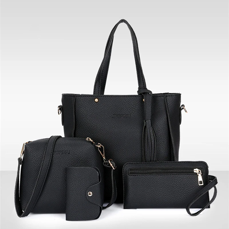 4Pcs Women Set Top-Handle Card Holder Tassel Handbag Shoulder Bag Wallet Ladies PU Leather Large Capacity Women Crossbody Bag
4Pcs Women Set Top-Handle Card Holder Tassel Handbag Shoulder Bag Wallet Ladies PU Leather Large Capacity Women Crossbody Bag