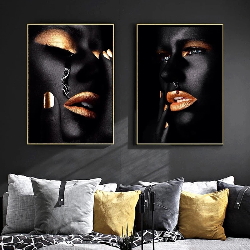 Black and Gold African Woman Blood Poster Painting Canvas Cuadros Posters and Prints Scandinavian Wall Picture for Living Room
Black and Gold African Woman Blood Poster Painting Canvas Cuadros Posters and Prints Scandinavian Wall Picture for Living Room