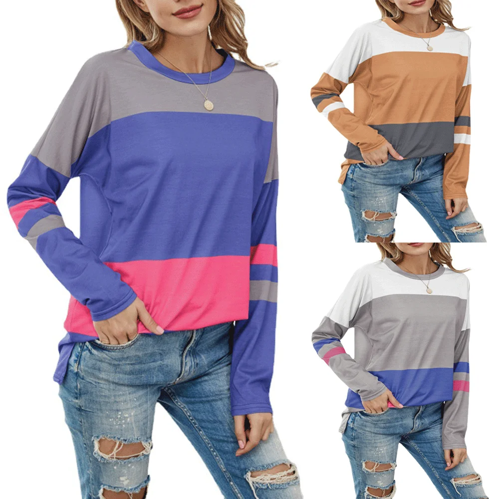 Casual Patchwork Pullovers Women 2021 Spring Long Sleeve O Neck Sweatshirts Fashion Color Block Stripe Streetwear Tops
Casual Patchwork Pullovers Women 2021 Spring Long Sleeve O Neck Sweatshirts Fashion Color Block Stripe Streetwear Tops