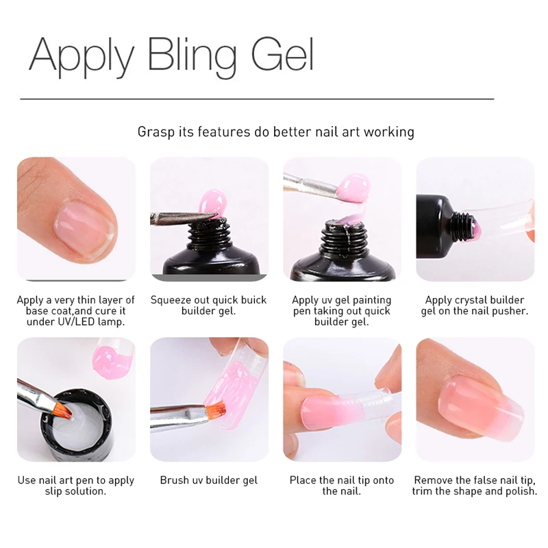 Polygel Extend UV Jelly Poly Fast Building Finger Crystal Extensions Gel for Transparent Nail Manicure Nails Liquid | Красота и