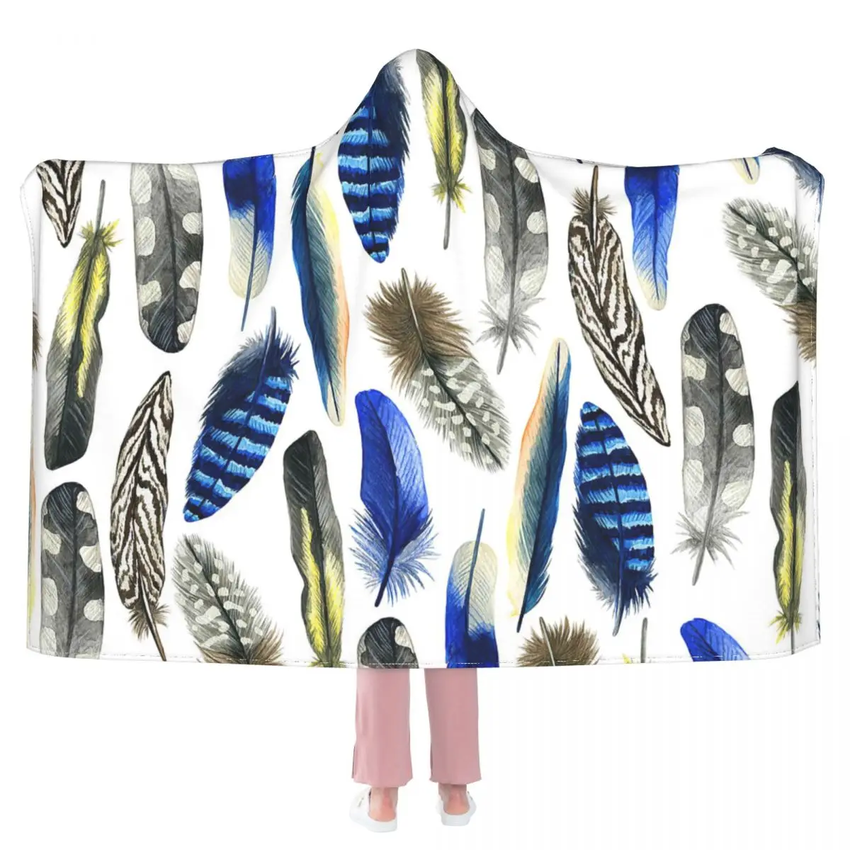 Watercolor Hand Drawn With Blue And Gray Bird Feathers Hooded Blanket 3D full print Wearable Blanket Adults Kids style
Watercolor Hand Drawn With Blue And Gray Bird Feathers Hooded Blanket 3D full print Wearable Blanket Adults Kids style