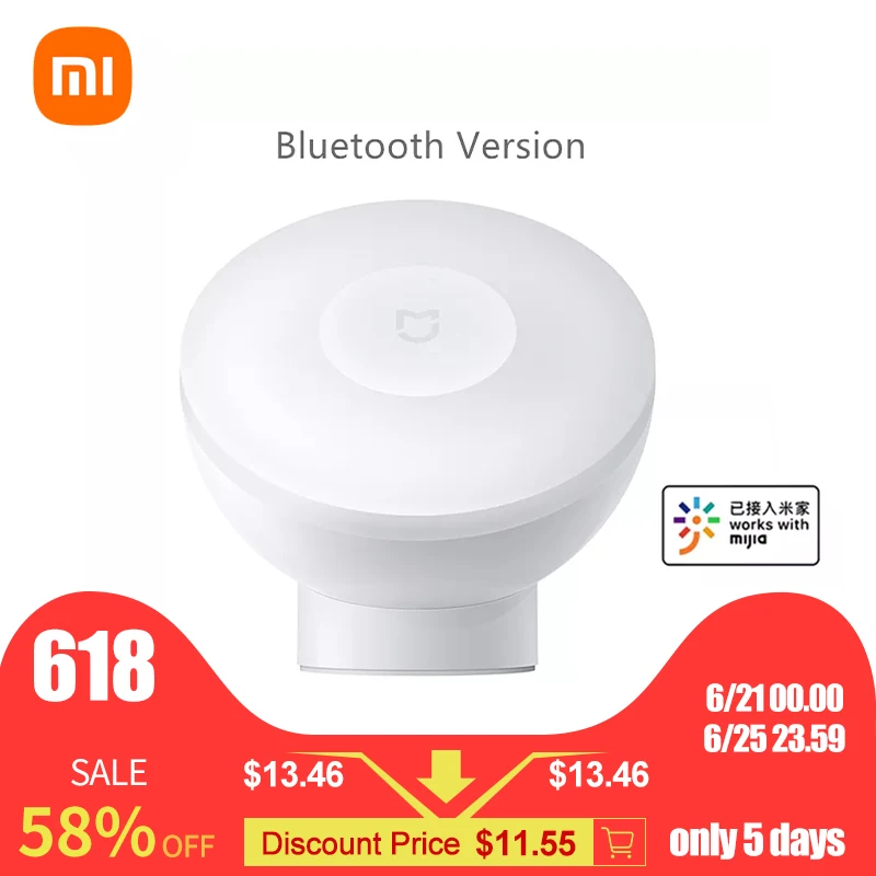 Xiaomi Mijia Night Light 2 Bluetooth Version Adjustable Brightness Infrared Smart Human Body & Light Sensor Work With Mijia App
Xiaomi Mijia Night Light 2 Bluetooth Version Adjustable Brightness Infrared Smart Human Body & Light Sensor Work With Mijia App