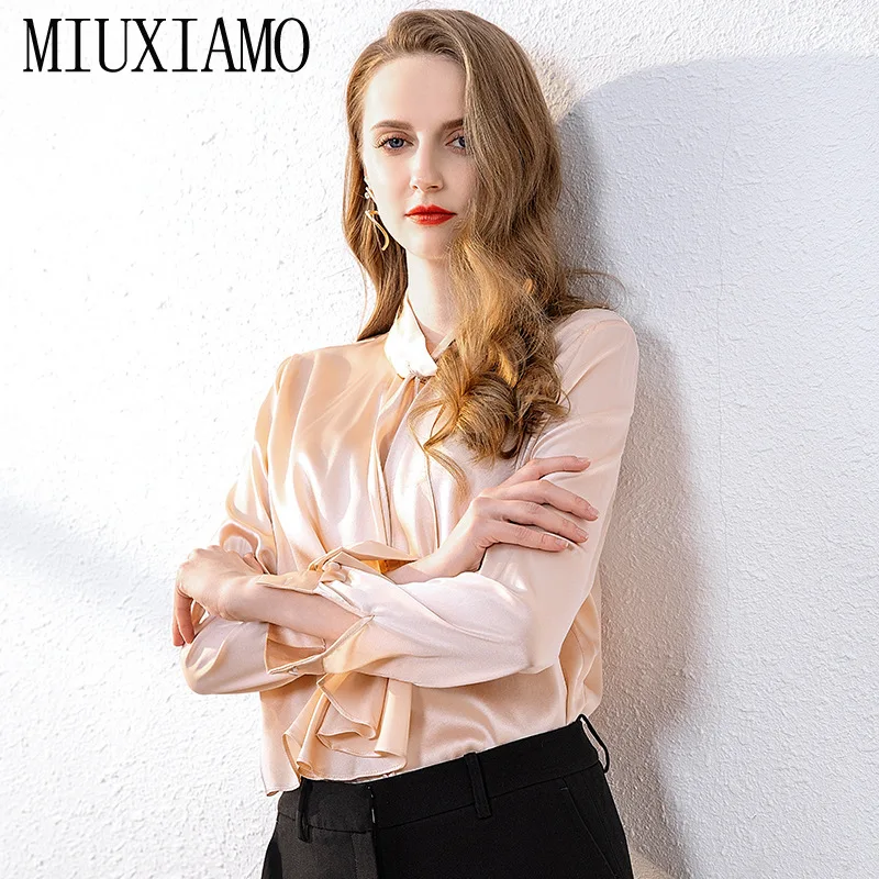 MIUXIMAO 2020 Summer Silk Loose Blouse Shirt Women Fashion Solid Vintage Elegant Designer Shirt Blouses Top Womens Tops
MIUXIMAO 2020 Summer Silk Loose Blouse Shirt Women Fashion Solid Vintage Elegant Designer Shirt Blouses Top Womens Tops