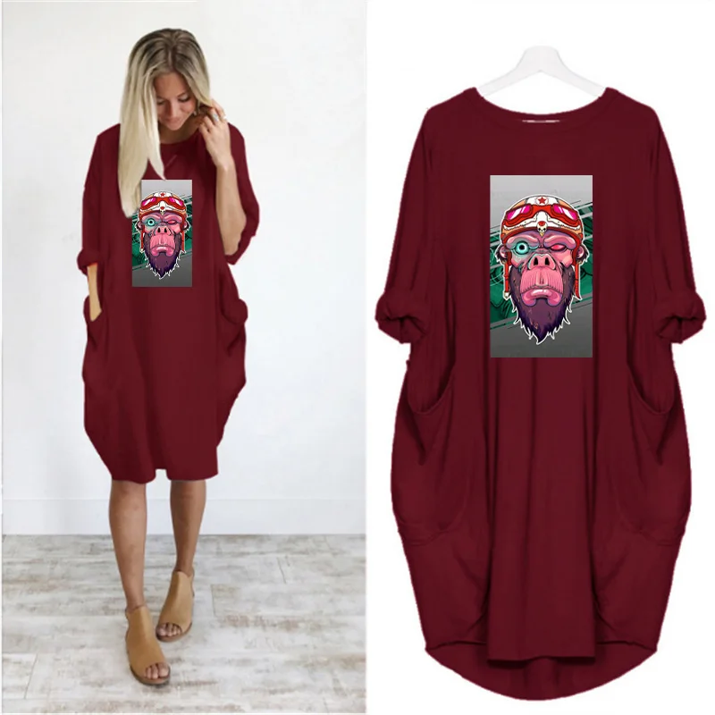 Monkey Print Dresses Plus Size Harajuku Loose Femme Robes Long Sleeve Pocket Autumn Women Vintage Casual Beach Party Vestidos
Monkey Print Dresses Plus Size Harajuku Loose Femme Robes Long Sleeve Pocket Autumn Women Vintage Casual Beach Party Vestidos