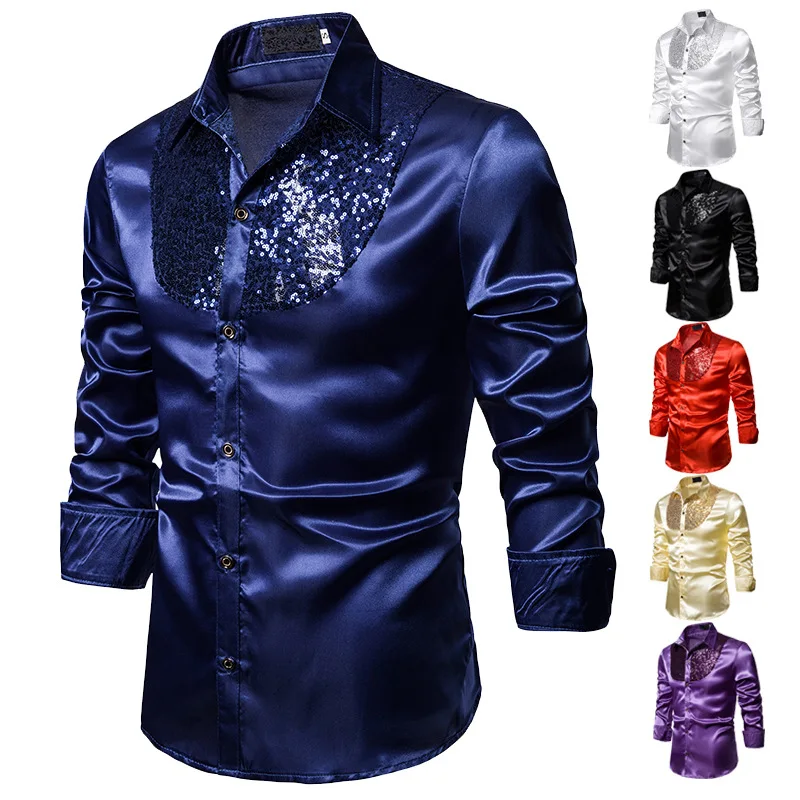 Autumn New Sequins Show Nightclub Men's Clothing Host Emcee Men's Lapel Long-sleeved Shirt Camisas Para Hombre
Autumn New Sequins Show Nightclub Men's Clothing Host Emcee Men's Lapel Long-sleeved Shirt Camisas Para Hombre