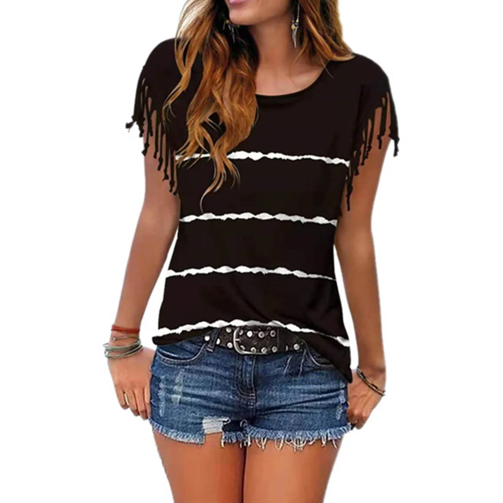 Women's Short Sleeve Shirt Stripes Printing Plaid Pocket O-neck Blouse Loose Casual Pullover Blouses Top Women Blusas Mujer 
Women's Short Sleeve Shirt Stripes Printing Plaid Pocket O-neck Blouse Loose Casual Pullover Blouses Top Women Blusas Mujer