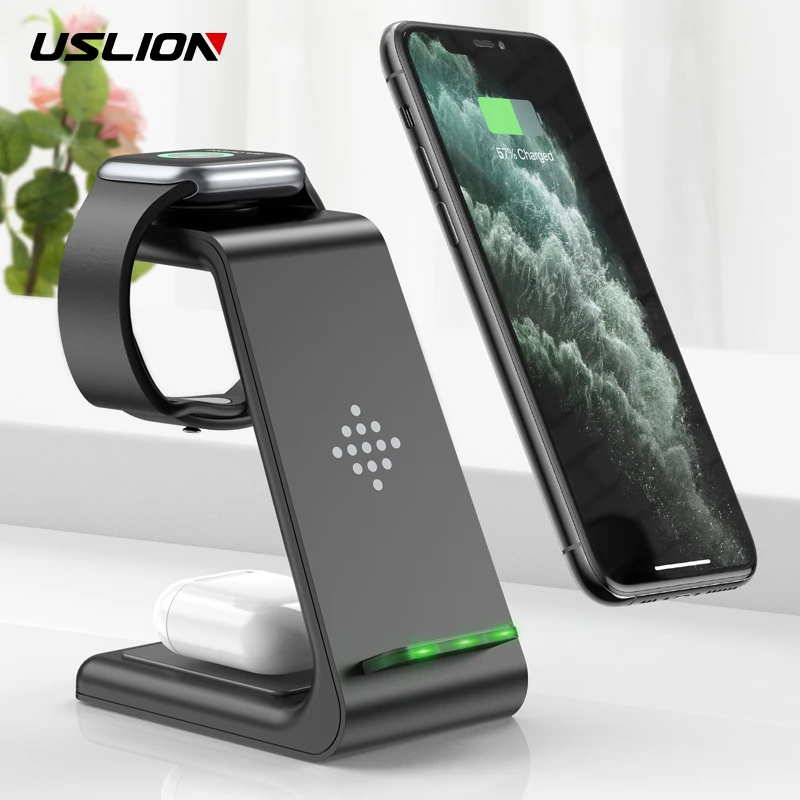 Беспроводное зарядное устройство USLION 3 в 1, подставка для iPhone 12/11 Pro Max, индукционные зарядные устройства для быстрой зарядки Apple Watch AirPods Samsung
Беспроводное зарядное устройство USLION 3 в 1, подставка для iPhone 12/11 Pro Max, индукционные зарядные устройства для быстрой зарядки Apple Watch AirPods Samsung