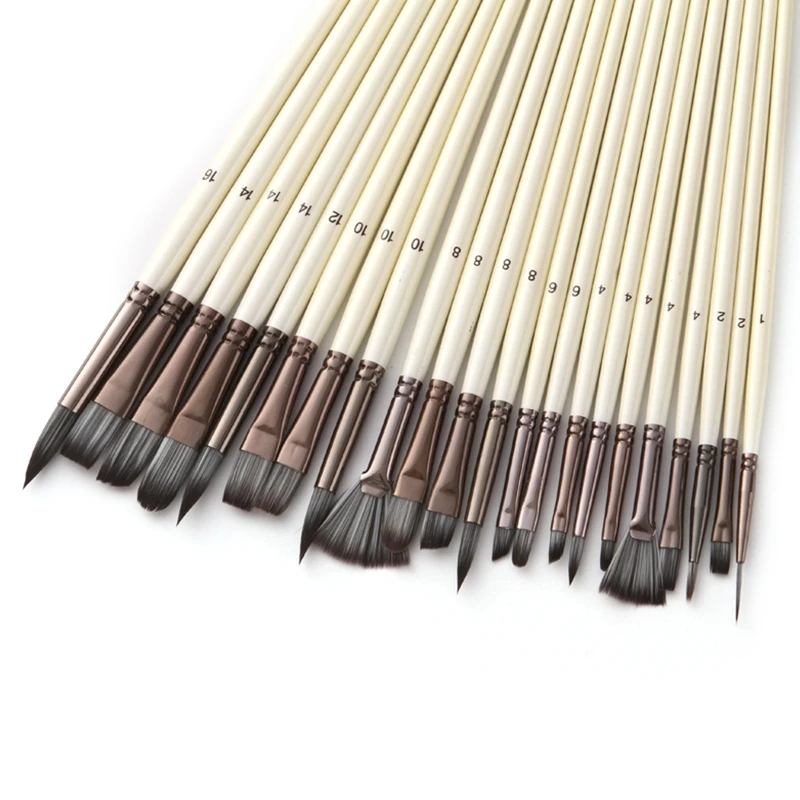 24pcs Nylon Hair Wooden Handle Watercolor Paint Brushes Pen Scraper Scrubbing 
24pcs Nylon Hair Wooden Handle Watercolor Paint Brushes Pen Scraper Scrubbing