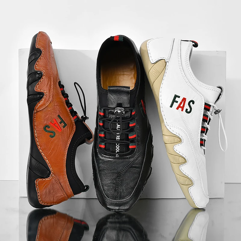 High-quality Men's Leather Casual Shoes Breathable and Soft Flat Shoes with Lace-up Lightweight Male Loafers 
High-quality Men's Leather Casual Shoes Breathable and Soft Flat Shoes with Lace-up Lightweight Male Loafers